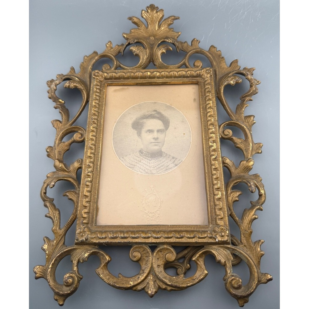 Antique Ornate Gilt Picture Frame with Charles B Schaidner Bronx NY Portrait
